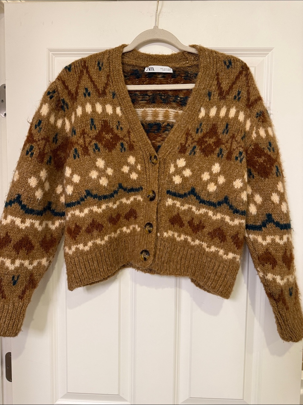Zara Brown Patterned Cardigan